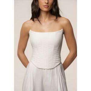 NWT JLUXLABEL White Fenix Corset Top Linen Blend Size Large